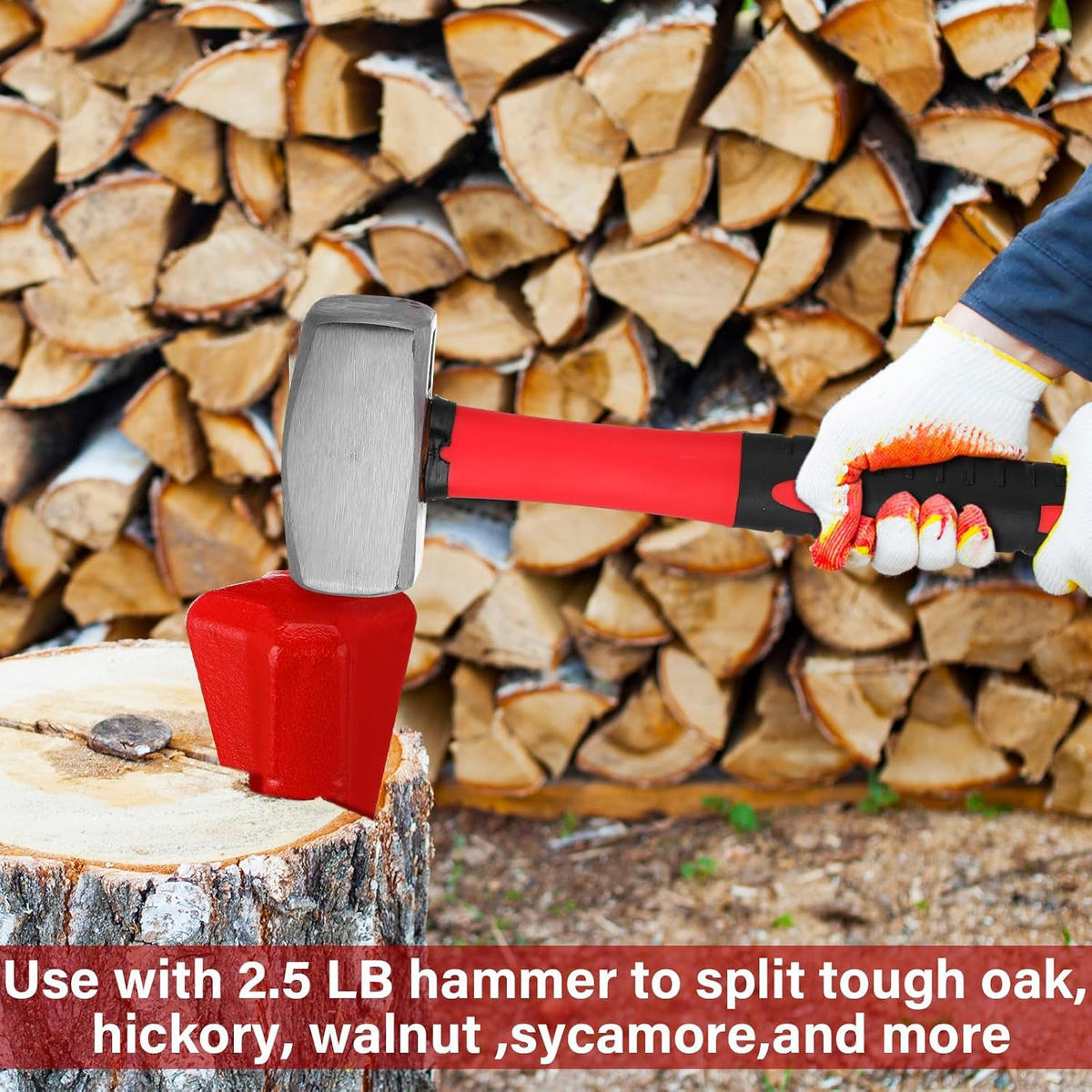 MEISSEL – diamantbeschichtet – zum Spalten von Holz – Rot, 1,6 kg - Rot, Metall (6.5/6.5/17cm) - DCA