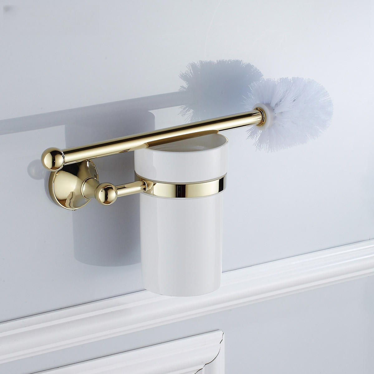 TOILETTENBÜRSTENHALTER – Gold (16 x 10,5 x 36 cm) - Goldfarben, Metall (16/36/10.5cm)