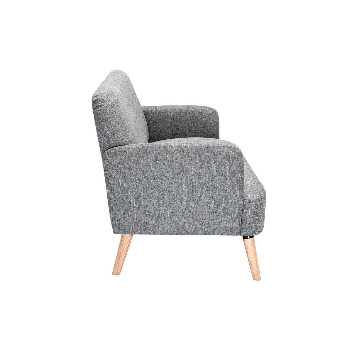 SOFA 2-Sitzer Hellgrauer Stoff Helles Holz ISKO - Hellgrau, Textil (131/81/76.5cm) - Miliboo