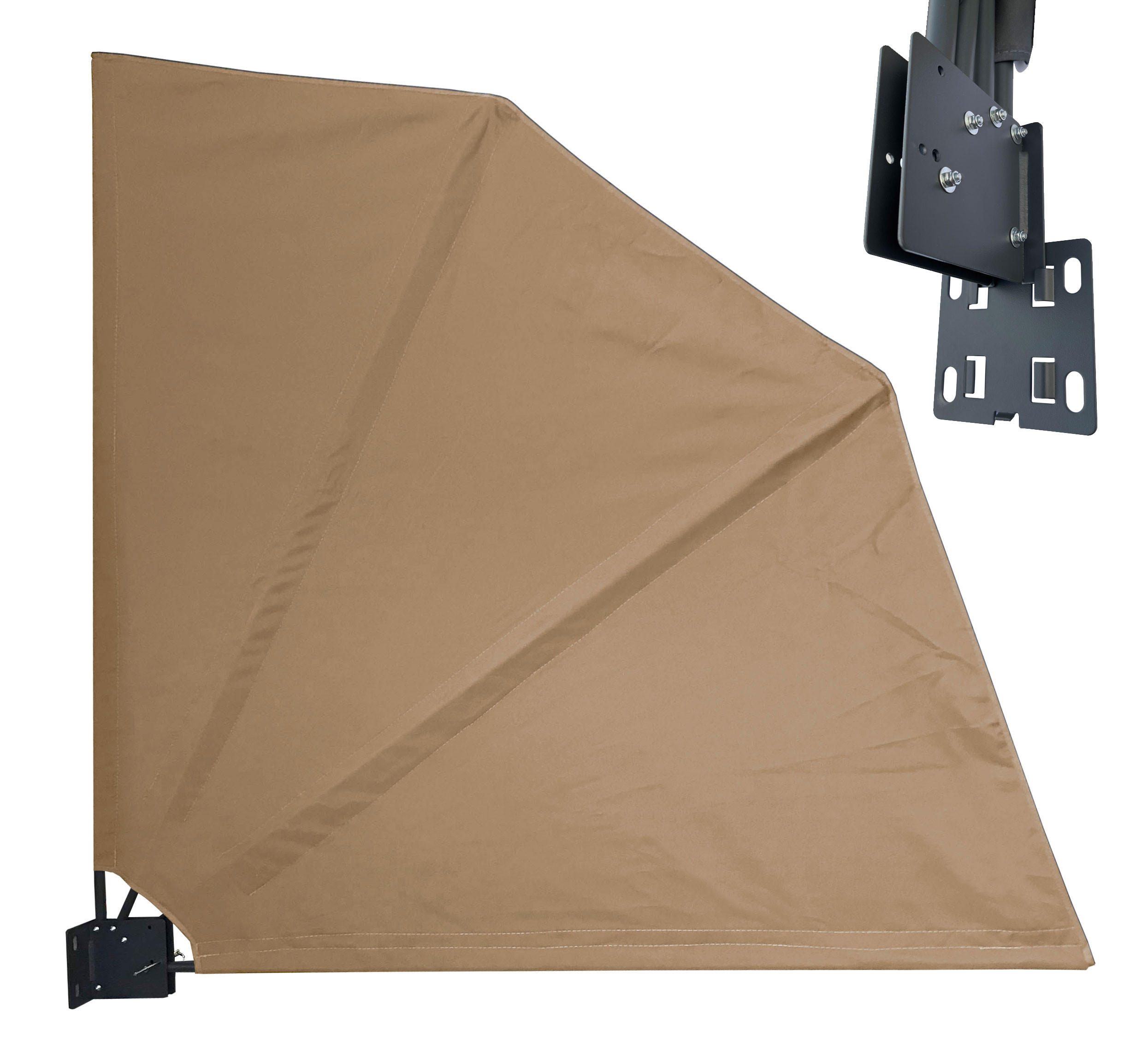SICHTSCHUTZFÄCHER 140x140 cm Beige mit Easy Mount Wandplatte - Beige, Metall (2/140cm) - QUICK STAR