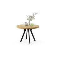 ESSTISCH rund Amerikanische Eiche - Schwarz matt ausziehbar - Ecru/Schwarz, Holzwerkstoff (110/110/77.5cm) - designimpex