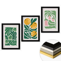 WANDBILDER 3er-Set - 20x30 cm Schwarzer Rahmen - Minimalistische Pflanzenmuster - Schwarz, Kunststoff (20/30cm) - ArtPrintCave