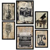POSTER Set Mit 6 Vintage Liebe Kamera Mikro Klavier Violine Telefon A3 & A4 Schwarzer Rahmen - Schwarz, Papier (29/3cm) - Nacnic