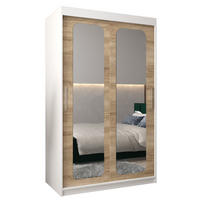 SCHWEBETÜRENSCHRANK 200/120/62 2-türig - Silberfarben/Weiß, Holz/Kunststoff (120/200/62cm) - Abiks Möbel