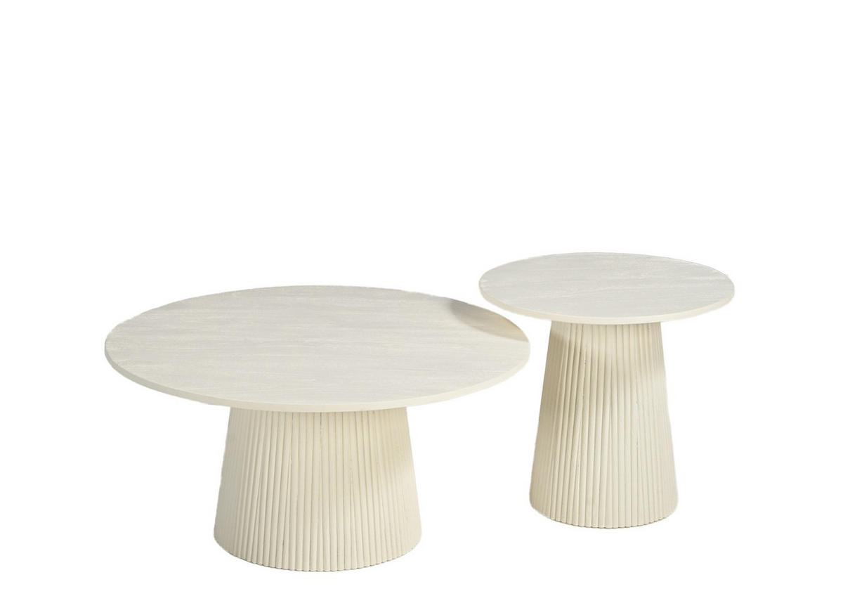COUCHTISCH rund aus Mangoholz 80cm, beige - Beige, Holz (80/80/46cm) - Livingfurn
