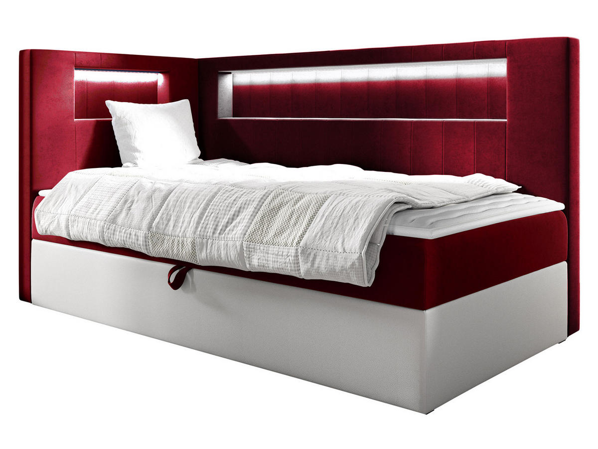 BOXBETT Gold Junior 3, Seite zum Öffnen des Bettkastens: Links - Rot/Weiß, Holz (80/200cm) - MIRJAN24