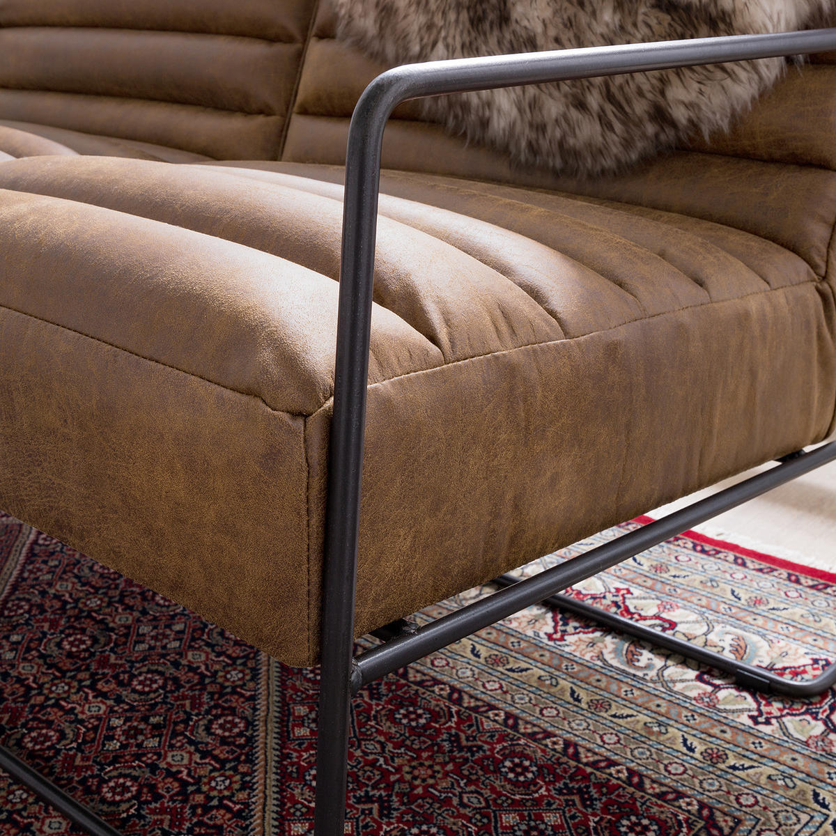 2-SITZER SOFA - Antiklederlook - Schlammfarben, Textil (121/81/78cm) - home24