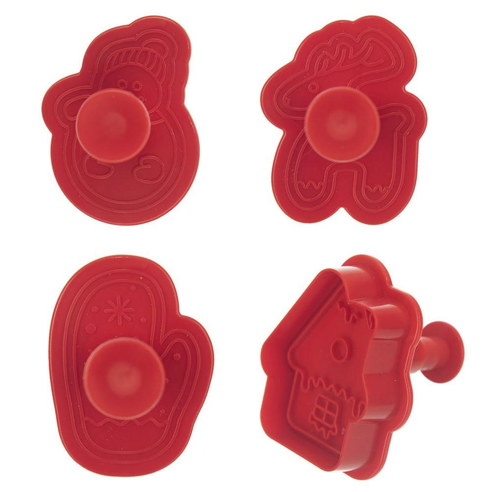 AUSSTECHFORMEN-SET Weihnachten Stempel 4-teilig Rot - Rot, Kunststoff (5/5/6.5cm) - Orion 