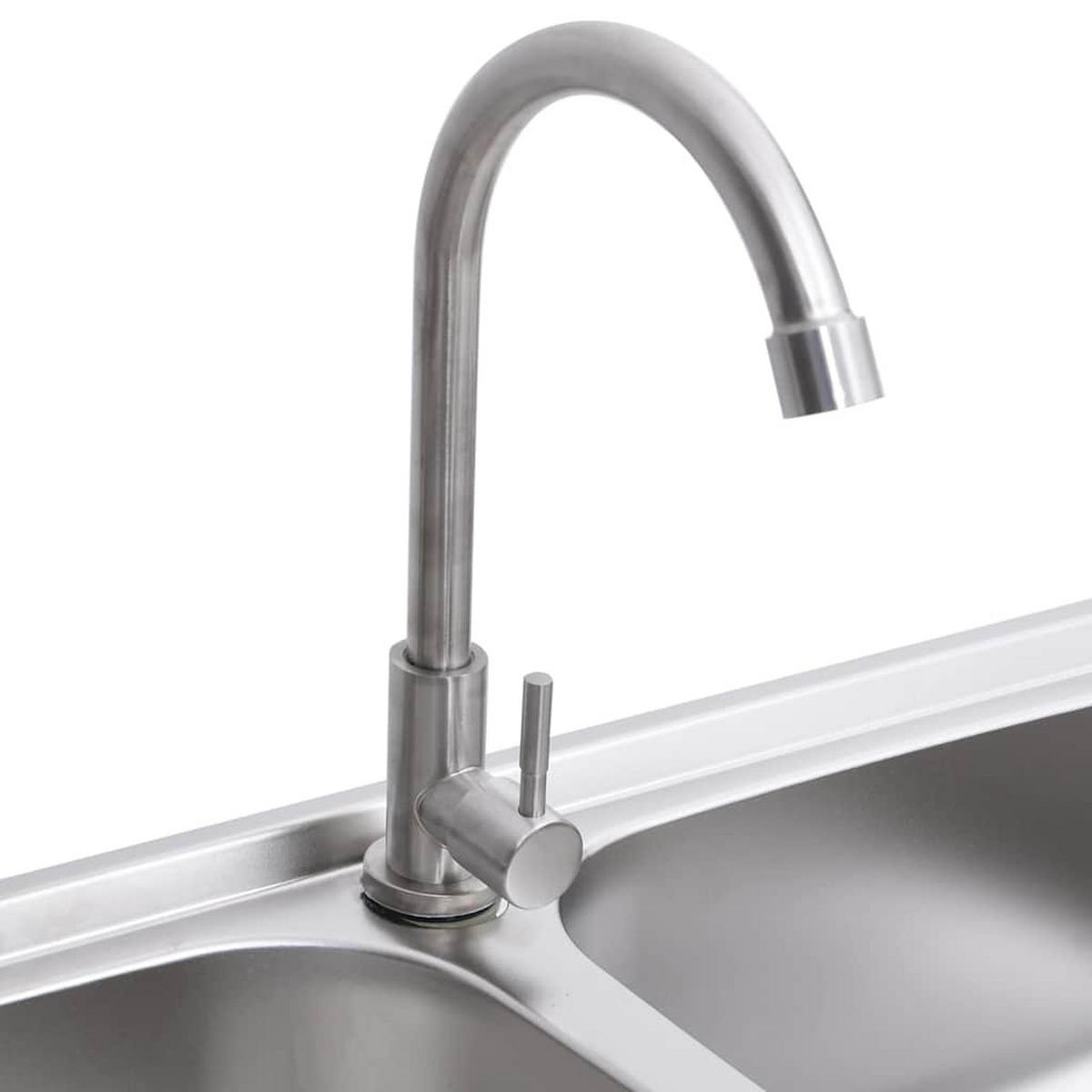 CAMPING-SPÜLE Mit Doppelbecken Und Wasserhahn Edelstahl - Silberfarben, Metall (43/85.5/78cm) - vidaXL