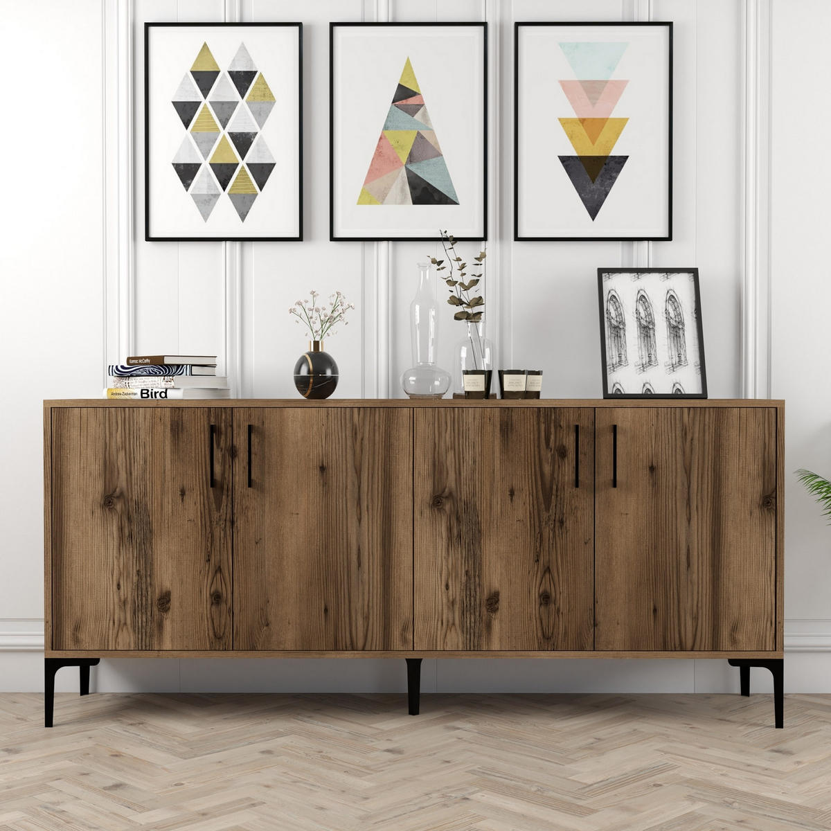 BUFFETSCHRANK kiev Braun - Braun, Holz (35/78/180cm) - Habitat Garten
