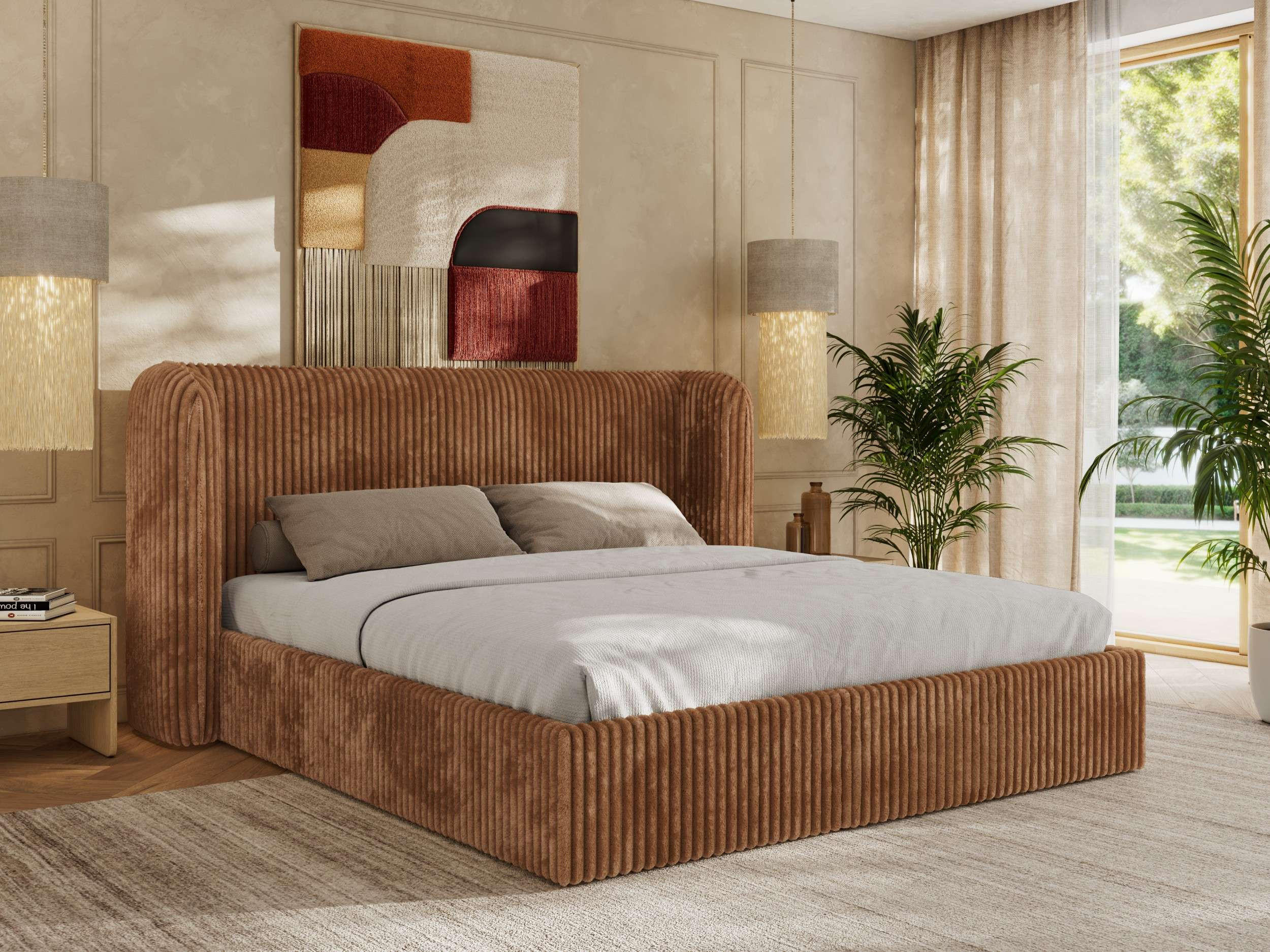 POLSTERBETT EMORA CLASSIC 180/200 - Orange Cord - ohne Matratze - Orange, Textil (180/200cm) - MKS