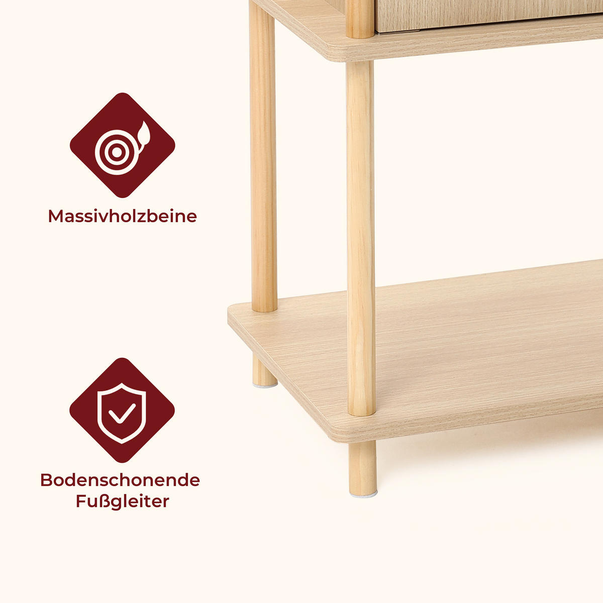 STANDREGAL mit 3 Ablagen und zweitürigem Stauraum - Alteiche, Holz (35/112.5/60cm) - Hometopia