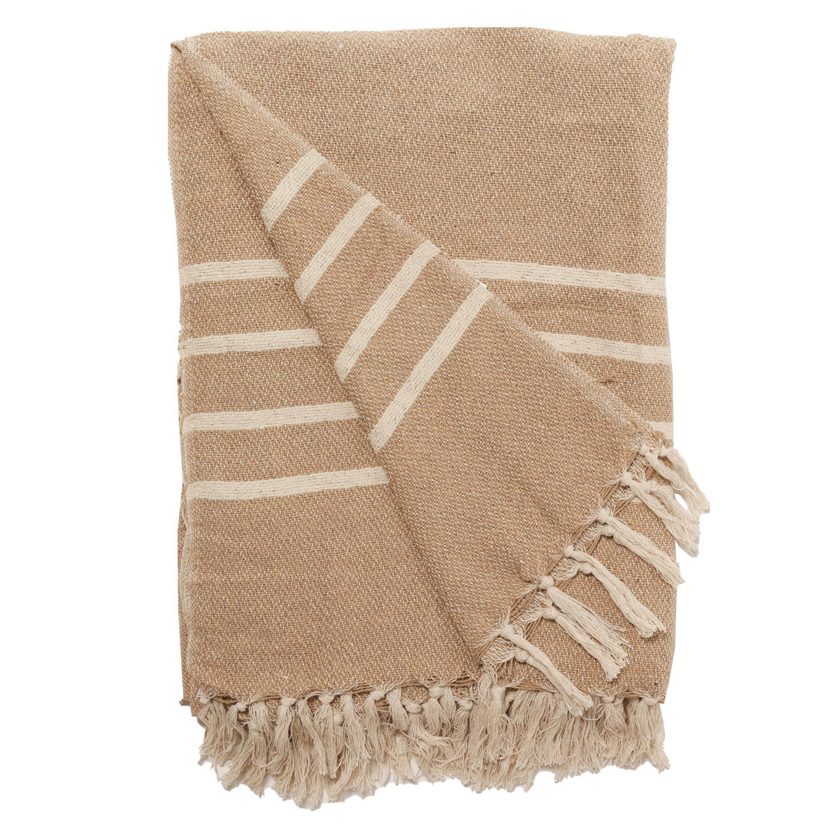 DECKE Mila 130x180 cm, 100% Baumwolle, Beige-Natur - Beige, Textil (130/180cm) - Au Maison