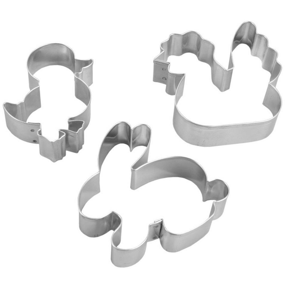 AUSSTECHFORM-SET Ostern 3-teilig Silber - Silberfarben, Metall (6/1.7/6cm) - Orion 