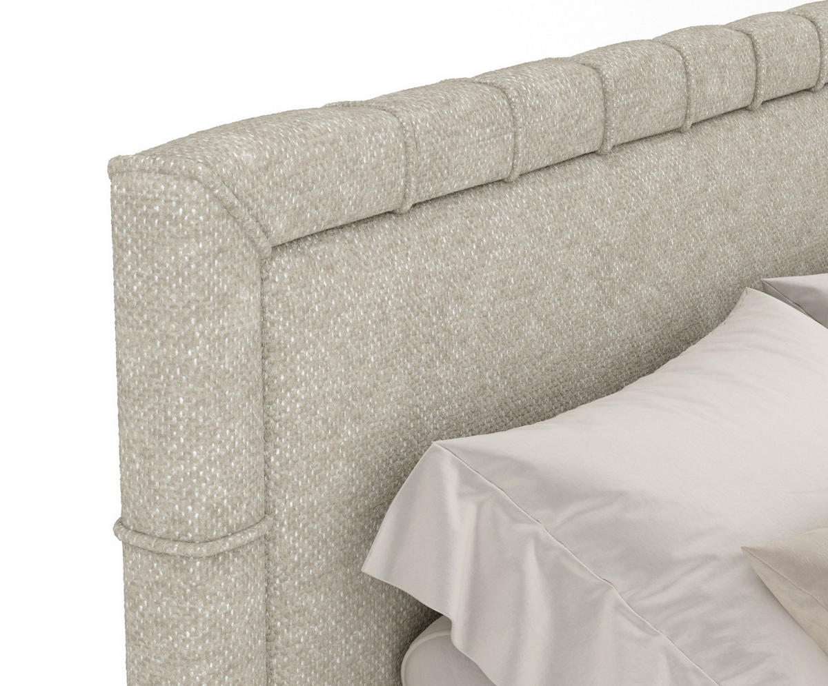 BOXSPRINGBETT Rimini Beige Grau 180/200 cm mit Matratze und Topper - Beige/Schwarz, Holz/Holzwerkstoff (180/200cm) - Maison de Reve