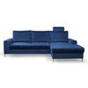 ECKSOFA GRIFO R-S Blau Velours-Stoff mit Schlaffunktion - Blau, Holz (253/165cm) - MASSENO