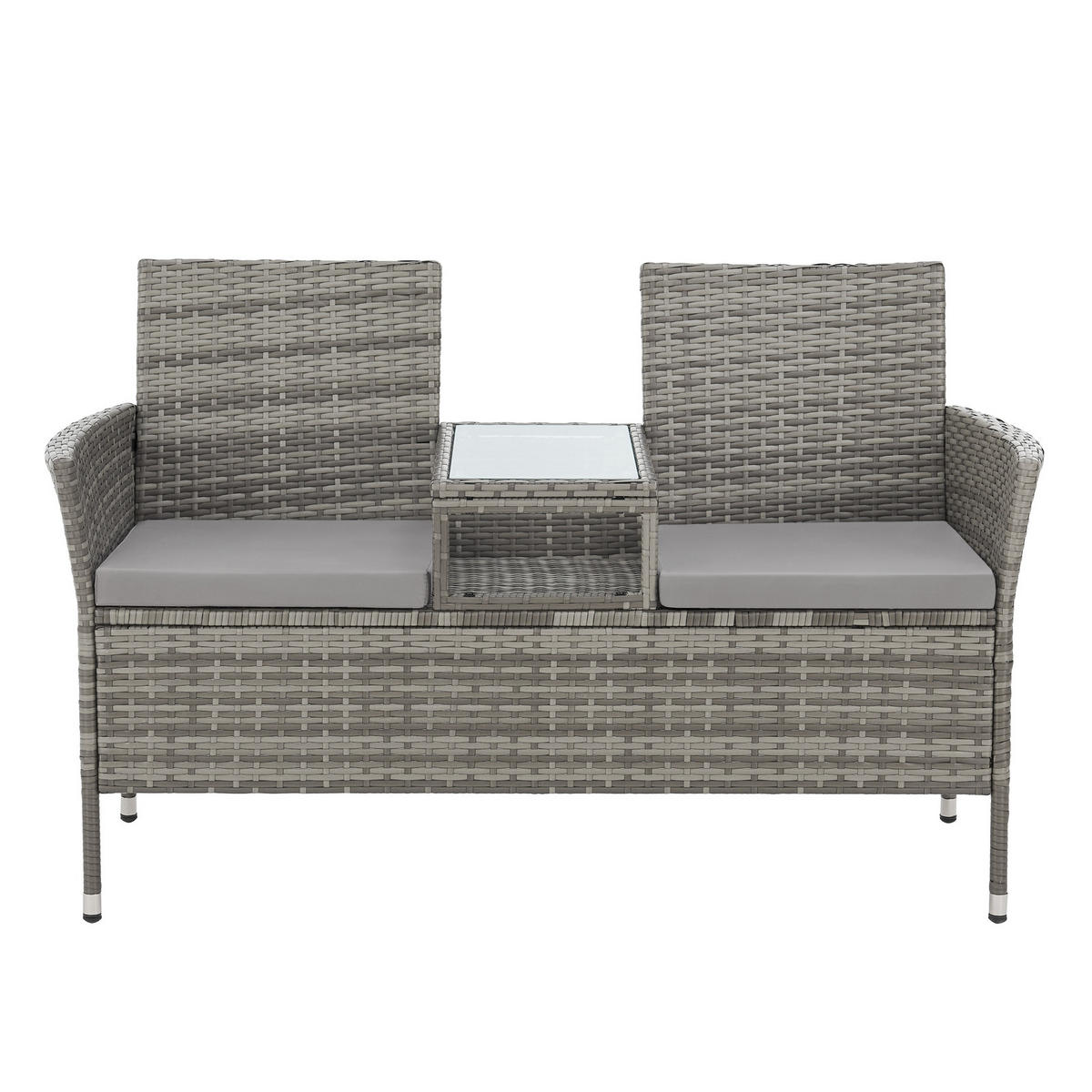 RATTANBANK Chicago Schwarz - Grau, Kunststoff (134/84/62cm) - SVITA