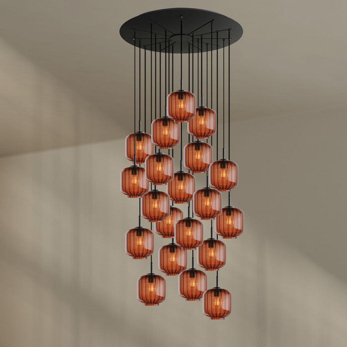 GALERIELEUCHTE Velo 20-flammig Braun Ø 20cm - Schwarz/Braun, Glas (20/20/20cm) - s.luce