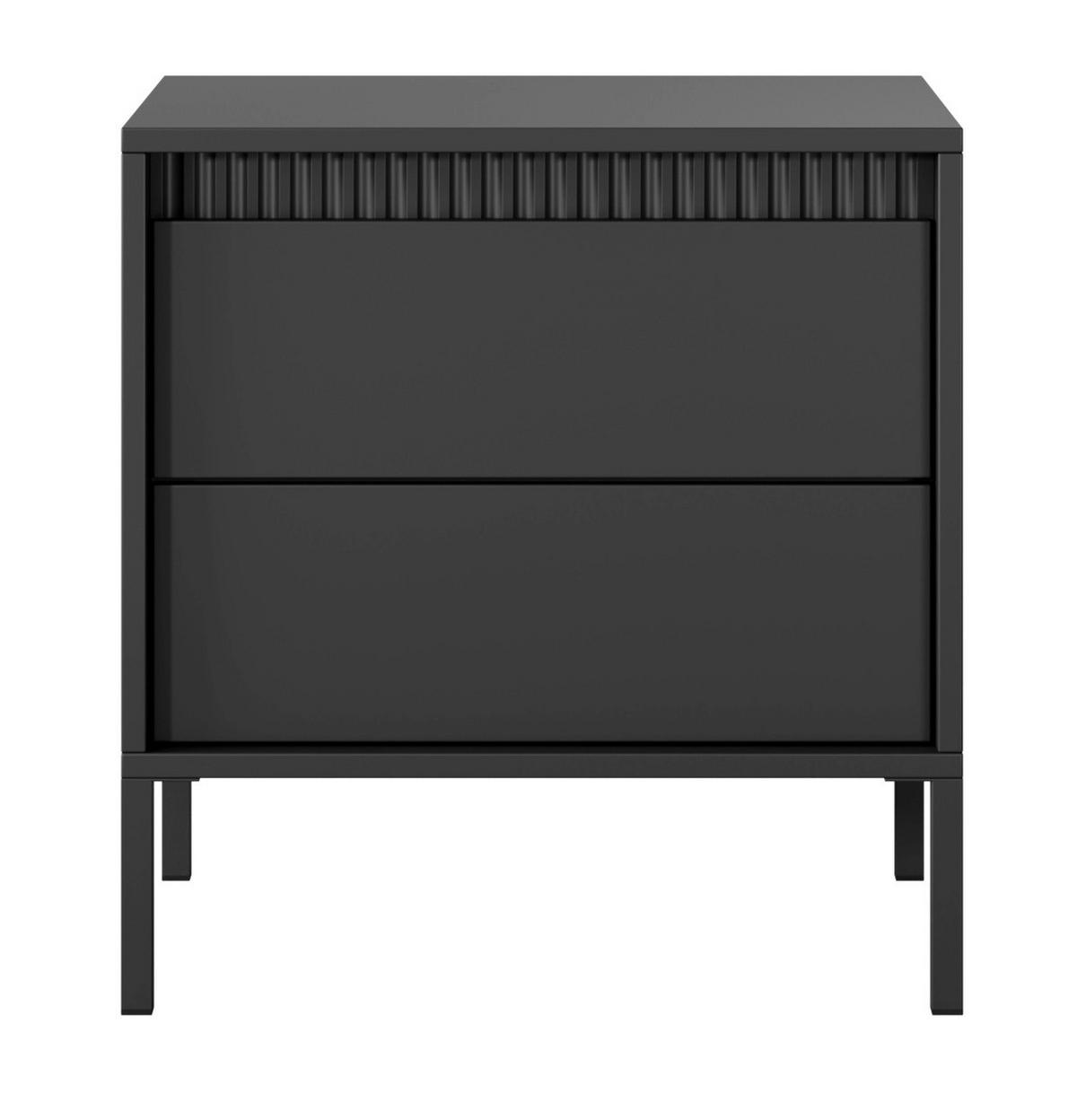 NACHTTISCH 55 cm mit Schubladen Santori, Schwarz - Schwarz, Holz (54/56/40cm) - Emporius