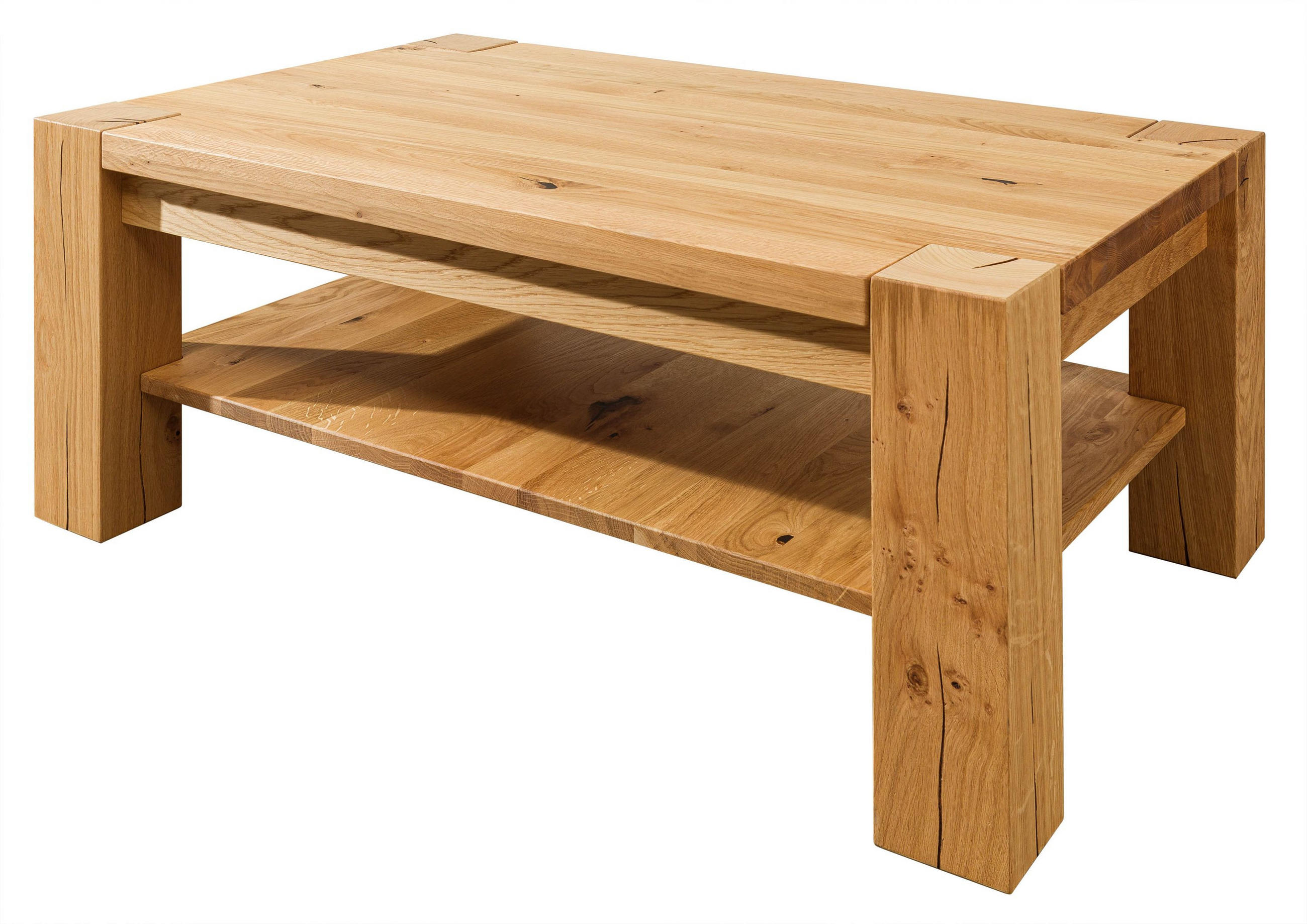 COUCHTISCH Wildeiche 110x70x45 natur geölt KENT #115 - Braun, Holz (110/70/45cm) - Massivmoebel24
