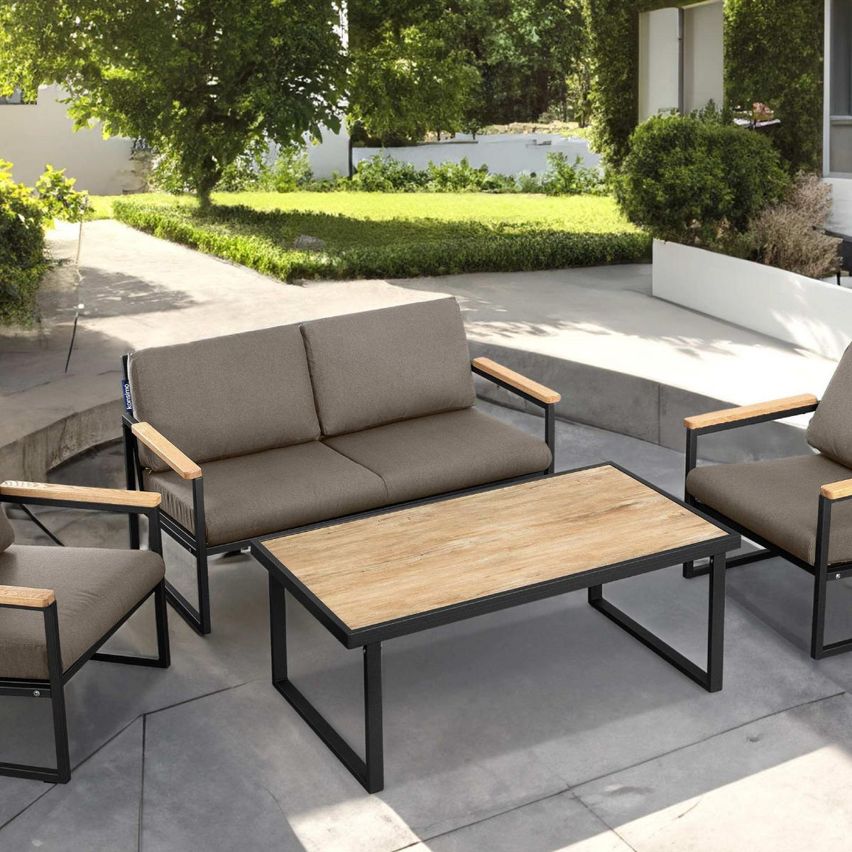 GARTENTISCH TRIBO ,Schwarz - Schwarz, Holz/Metall (65/118/45cm) - KONSIMO®