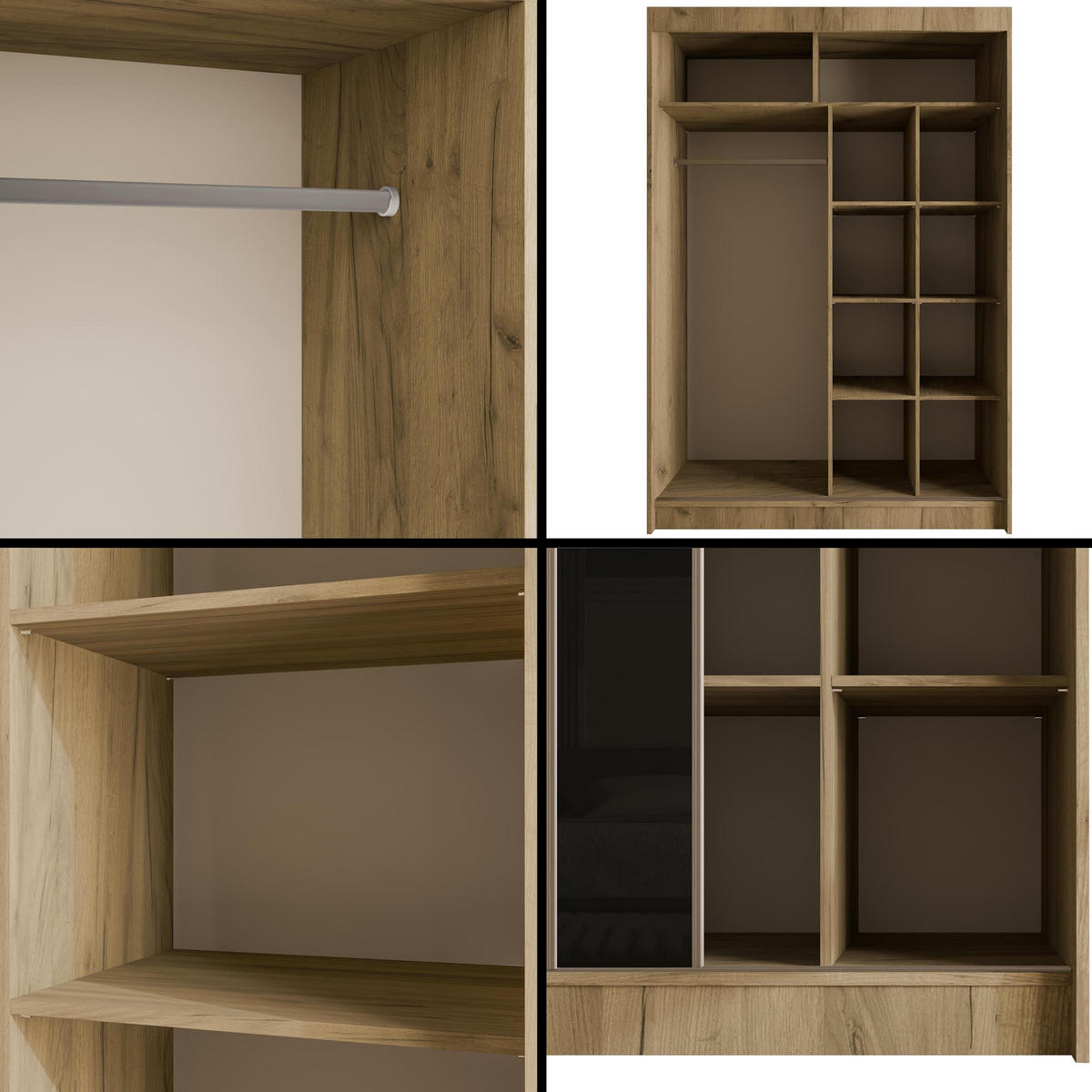 KLEIDERSCHRANK VESLI - 150 cm - Braun|Schwarz - Schwarz/Braun, Holzwerkstoff (150/215/61cm) - ALTDECOR