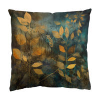 KISSENBEZUG Goldene Blätter auf Blau 50/50 cm - Goldfarben, Textil (50/50cm) - Bilderwelten