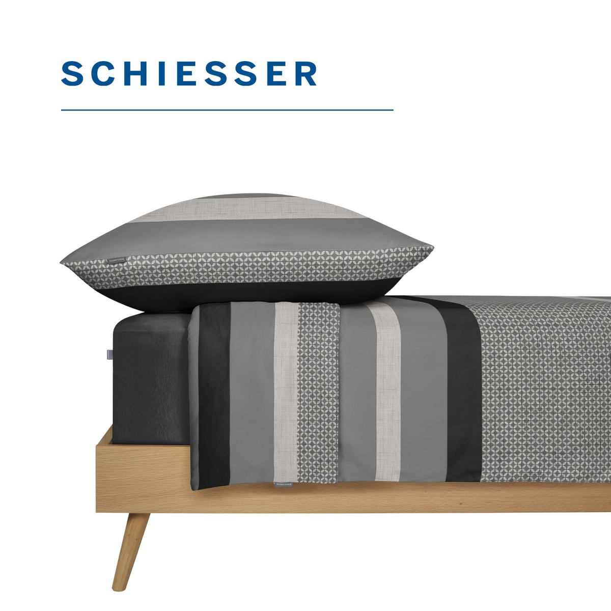 SPANNBETTLAKEN Elli 97 % Baumwolle, 3 % Elasthan 150x200 cm Dunkelgrau - Dunkelgrau, Textil (150/200cm) - SCHIESSER