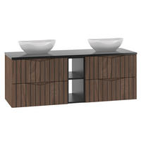 DOPPELWASCHTISCH 140.6cm Siena Holz und Schwarz - Schwarz, Holzwerkstoff (140.6/52.2/46.5cm) - Petits-meubles