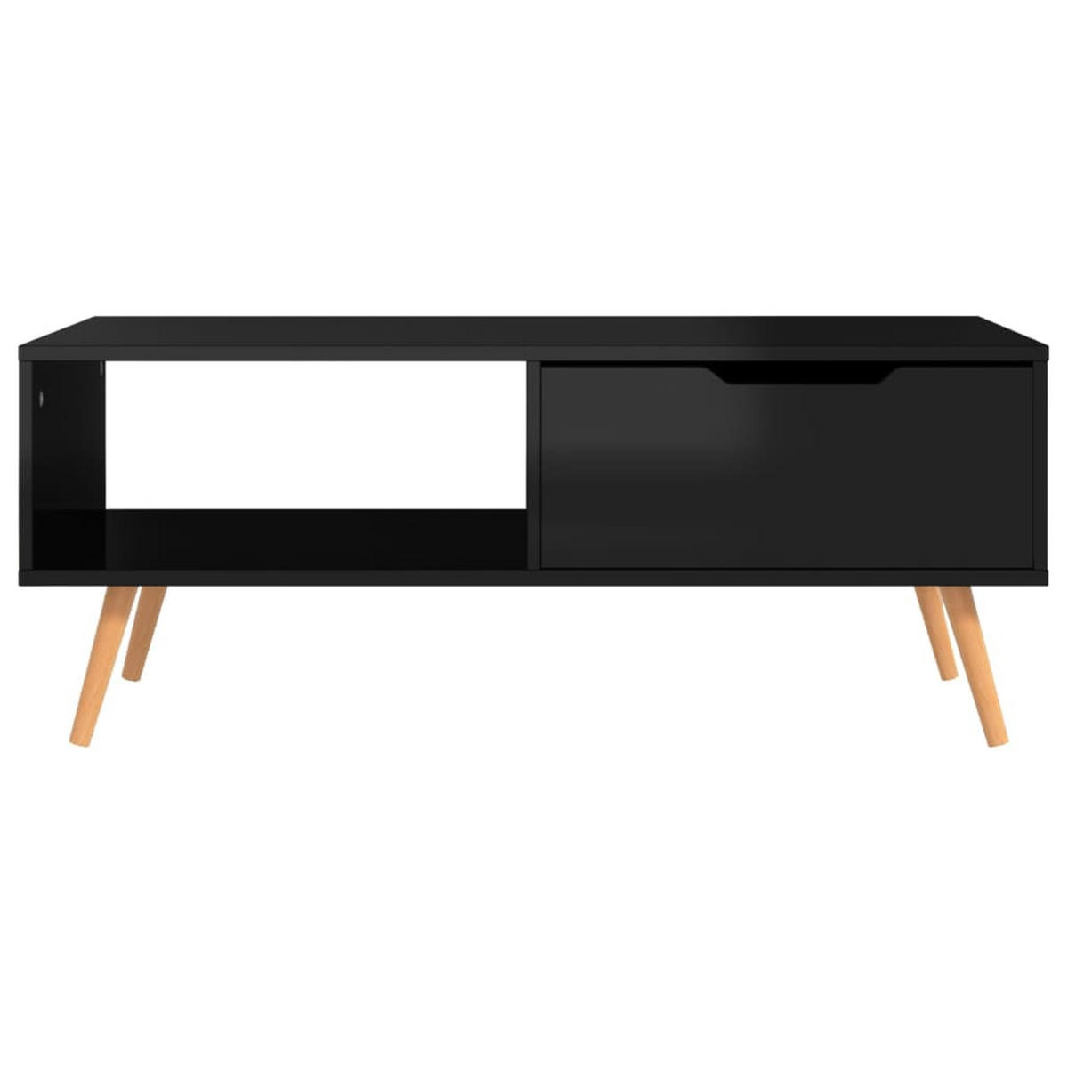 COUCHTISCH Hochglanz-Schwarz 100x49,5x43 cm Holzwerkstoff - Schwarz, Holzwerkstoff (49.5/100/43cm) - furnicato