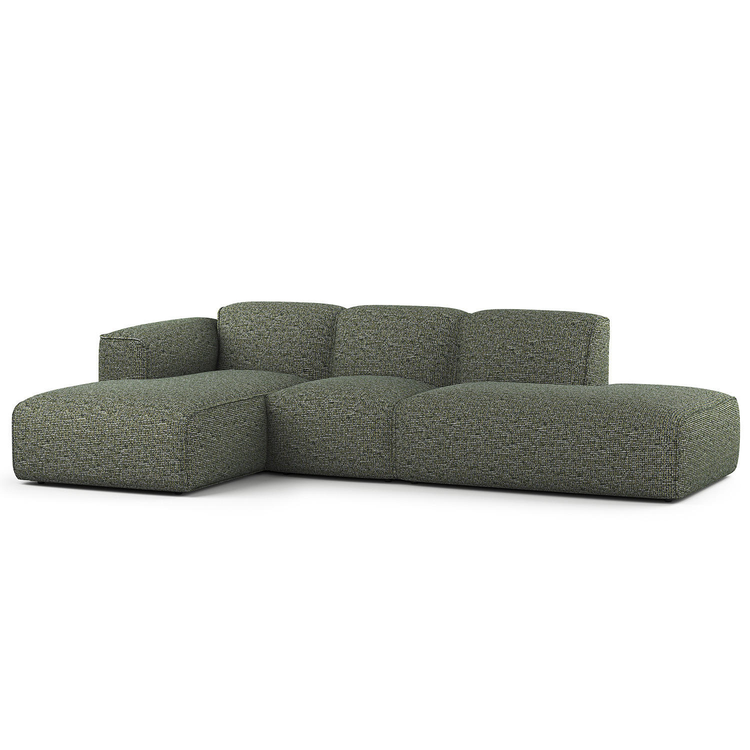 ECKSOFA mit Chaiselongue - Schwarz/Grün, Kunststoff/Textil (290/173cm) - home24