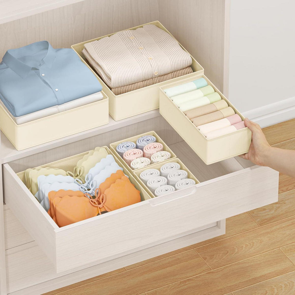 SCHUBLADEN Organizer 8-teiliges Set Beige - Beige, Textil (30/9/30cm)