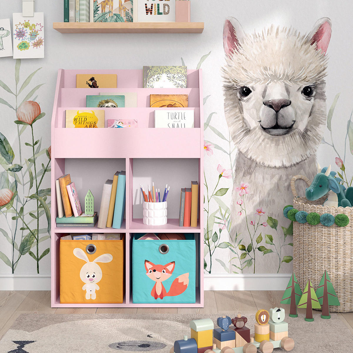 KINDERREGAL Luigi Rosa 72 x 114.2 cm mit 6 Faltboxen (bunt) - Pink, Holzwerkstoff (72/114.2/31.2cm) - Vicco