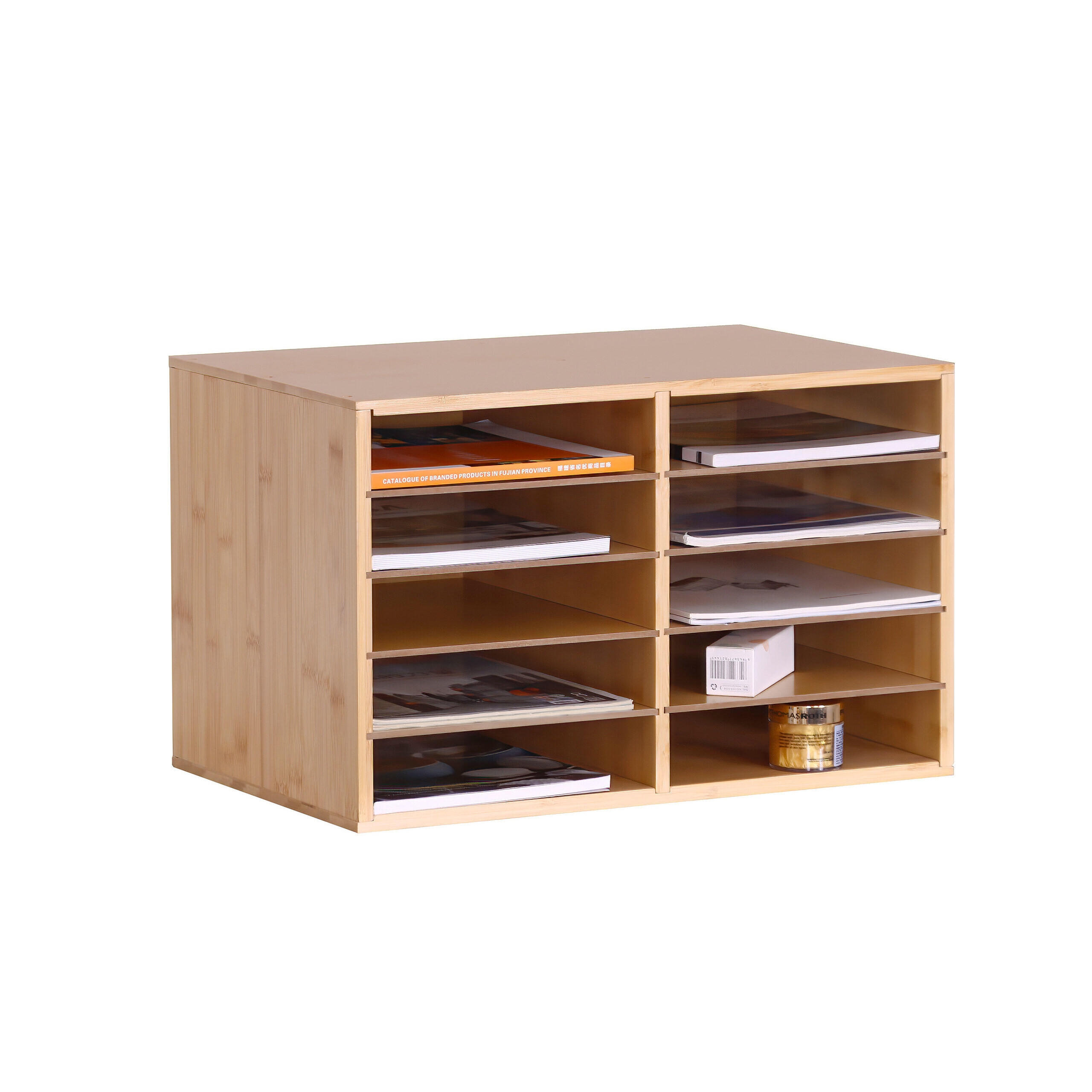 DOKUMENTENABLAGE Natur Bambus 10 Fächer A4 - Braun, Holz/Holzwerkstoff (31/49/31cm) - Relaxdays