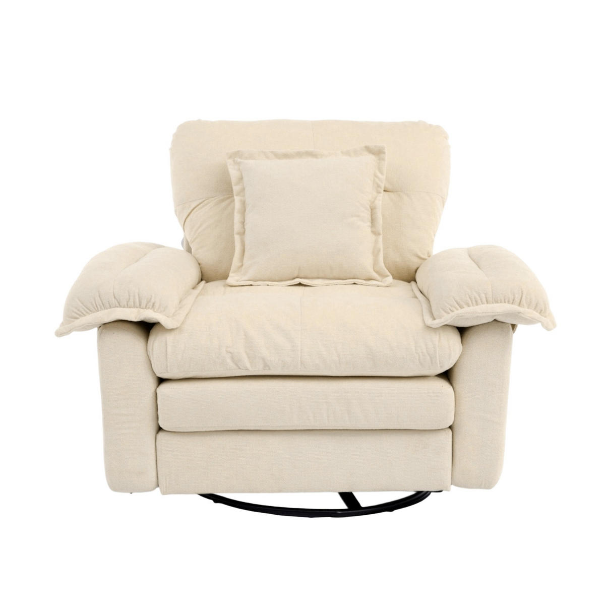 DREHSESSEL aus Chenille mit 360°-Drehfunktion – bis 136 kg belastbar - Beige, Textil (84/96/116cm) - BEAOK