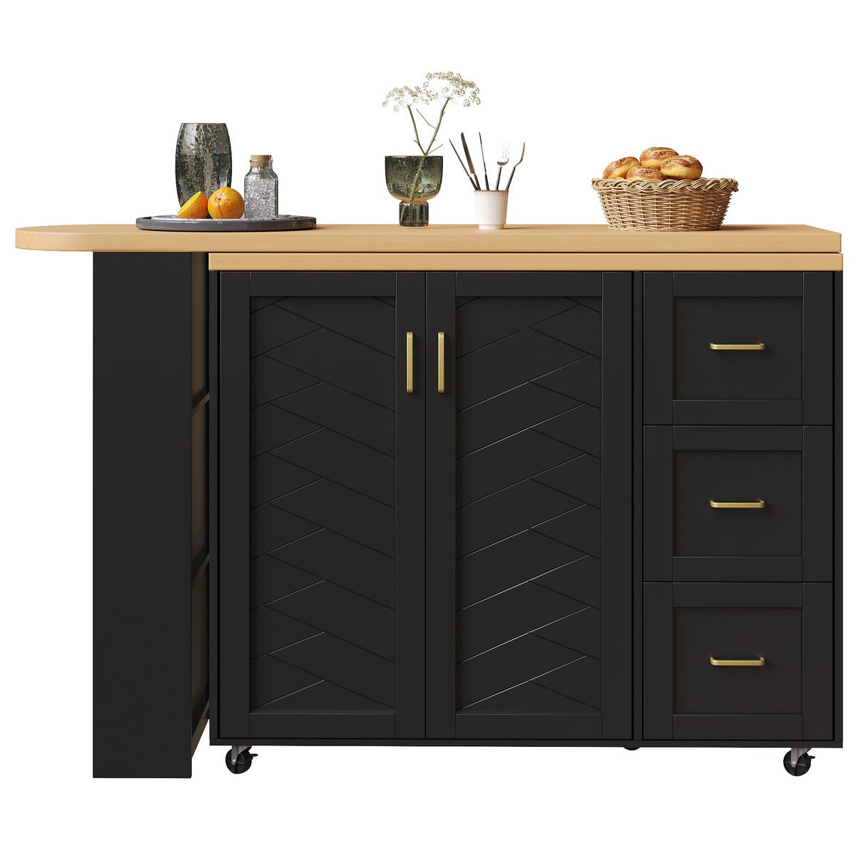 BARTISCH ausziehbar 135-228/39/104 cm DE-39584 Schwarz - Schwarz, Holzwerkstoff (39/135/104cm) - ComfortXL
