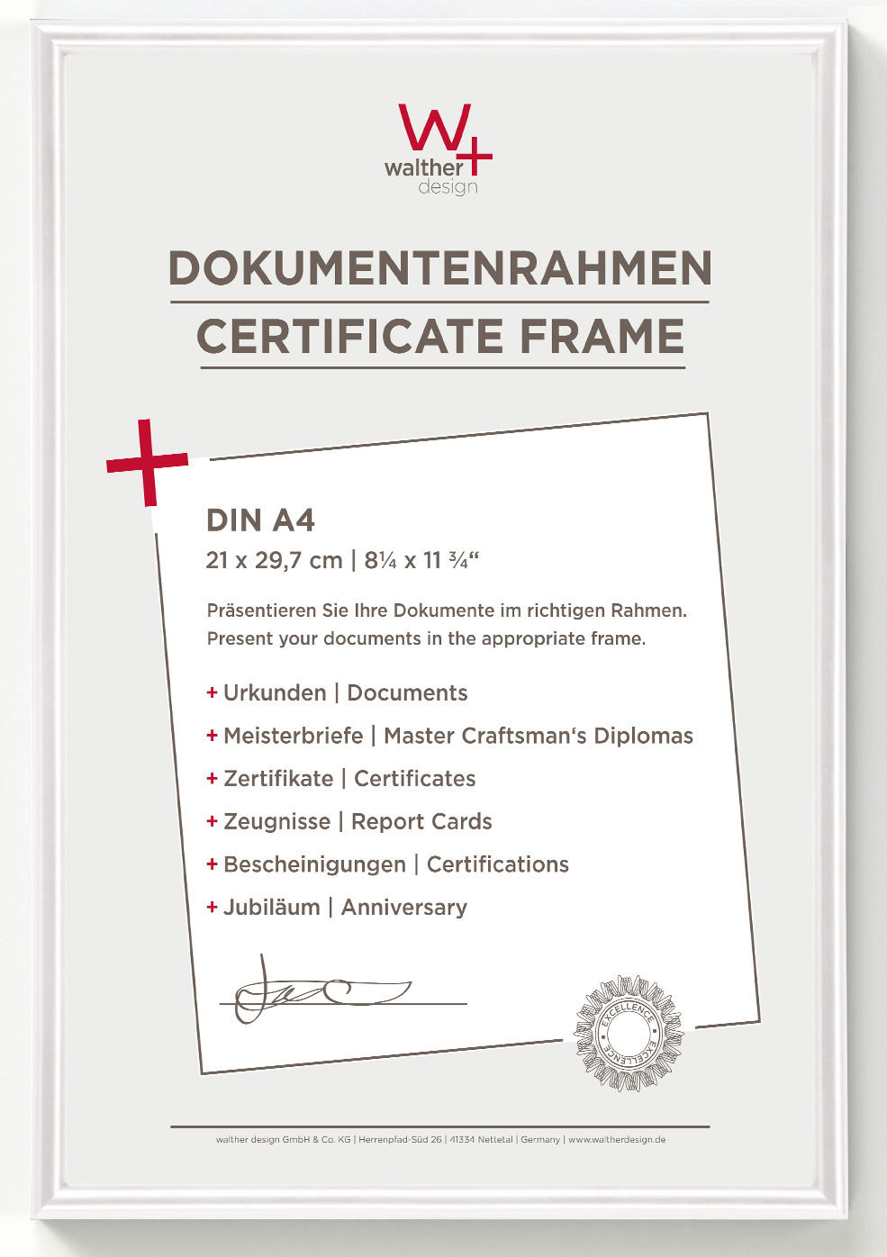 BILDERRAHMEN Galeria Kst.Rahmen 21x29,7 cm WEISS - Weiß, Kunststoff (22.1/30.8/1.9cm) - walther design