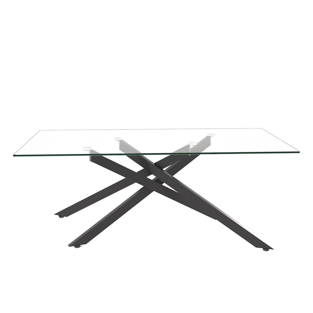 COUCHTISCH aus Glas und Metall in Schwarz mit geformte Metallbeine - Schwarz, Glas (120/60/46cm) - Modfu