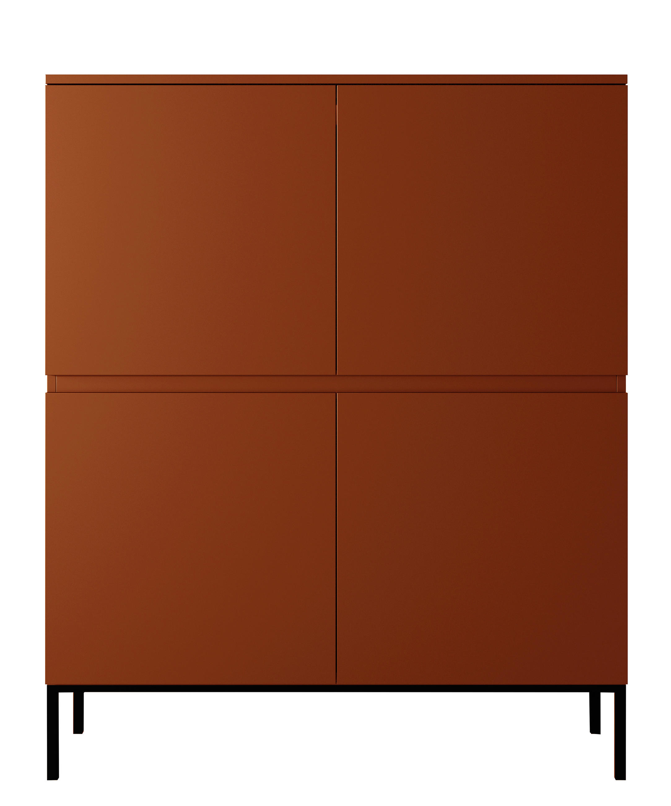 HIGHBOARD Bemmi Ziegelrot mit Metallbeinen 100 cm - Dunkelorange/Schwarz, Holzwerkstoff/Metall (100/122/35cm) - Selsey