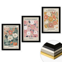 WANDBILDER 3er-Set - 20x30 cm Schwarzer Rahmen - Blumenmuster London Tokio Amsterdam - Schwarz, Kunststoff (20/30cm) - ArtPrintCave