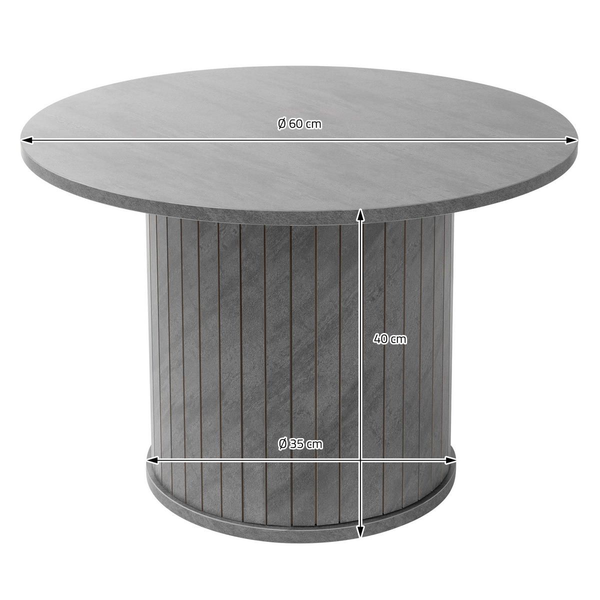 COUCHTISCH rund Ø60 x 40 cm Beton-Optik Grau - Grau, Holz (60/60/40cm) - ML-DESIGN