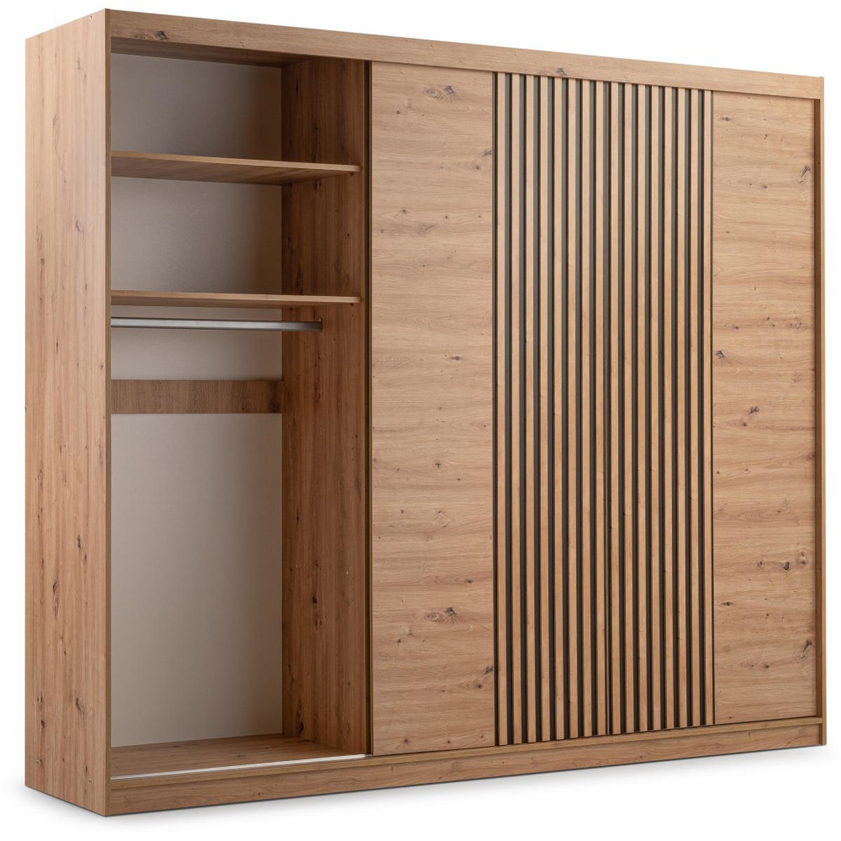 DREHTÜRENSCHRANK Madero mit Spiegel und 2 Schubladen, 250 cm, Weiß - Weiß, Holzwerkstoff (250/213/60cm) - Beautysofa