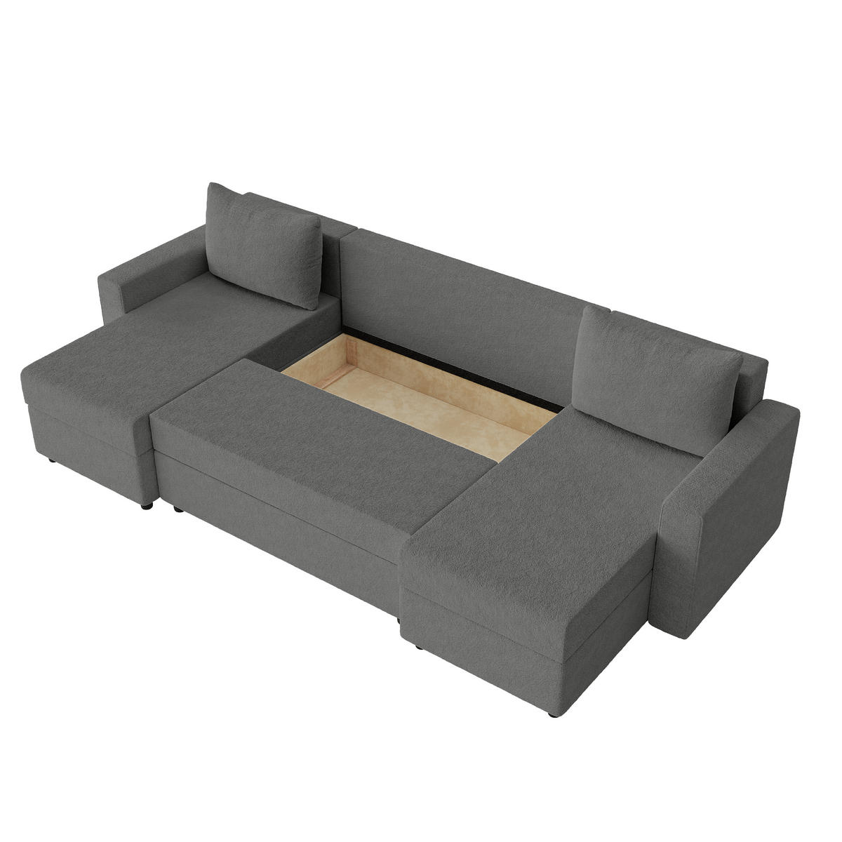 WOHNLANDSCHAFT Goka U mit Schlaffunktion, Graphit - Graphitfarben, Textil (298/72/146cm) - Fedve