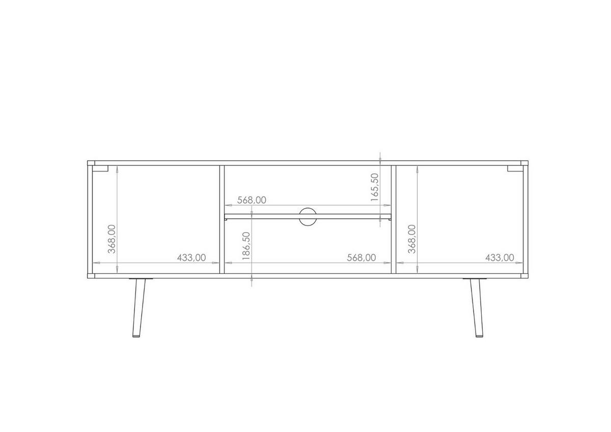 TV-LOWBOARD Pinelli 150 cm breite 2-türig - Schwarz/Braun, Holzwerkstoff/Metall (150/60/41cm) - Ravio