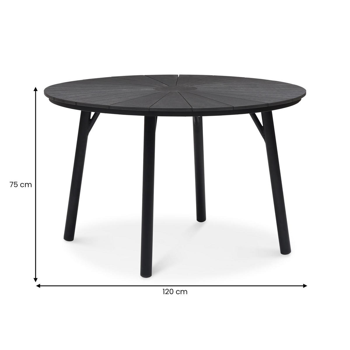 GARTENTISCH AGAPE - Schwarz, Metall (120/120/75cm) - IDIMEX