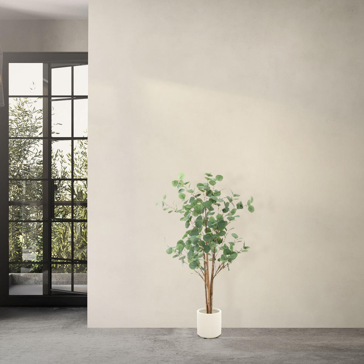 KUNSTPFLANZE Eukalyptus - Anthrazit/Grün, Holz/Kunststoff (120cm) - ML-DESIGN