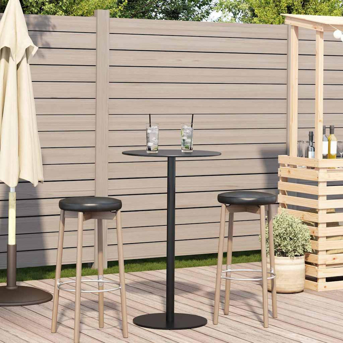 GARTENTISCH Rund Schwarz Ø60/105 Cm Stahl - Schwarz, Metall (60/60/105cm) - vidaXL