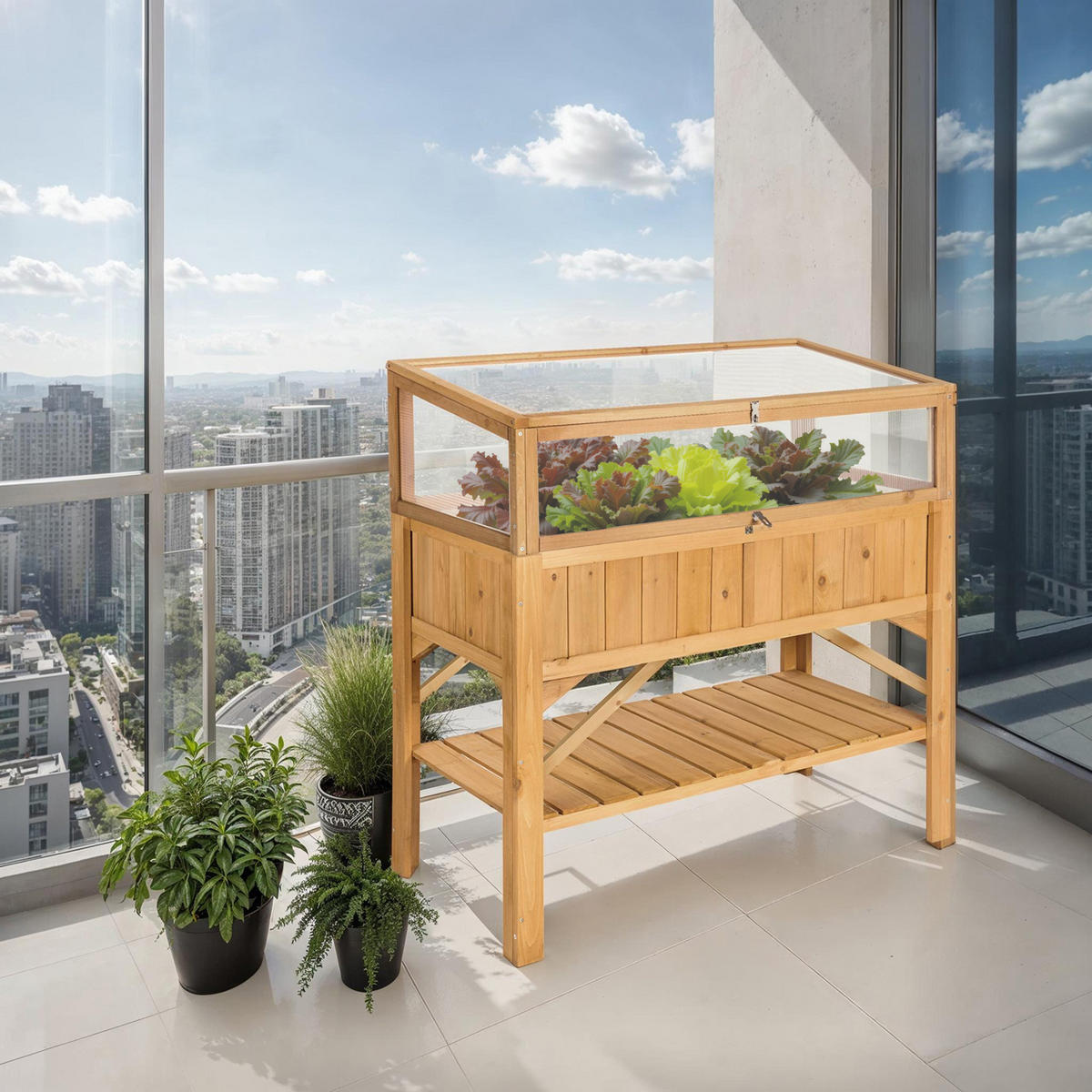 HOCHBEET ,119 x 57 x 124 cm,braun - Braun, Holz (57/90/119cm) - tectake