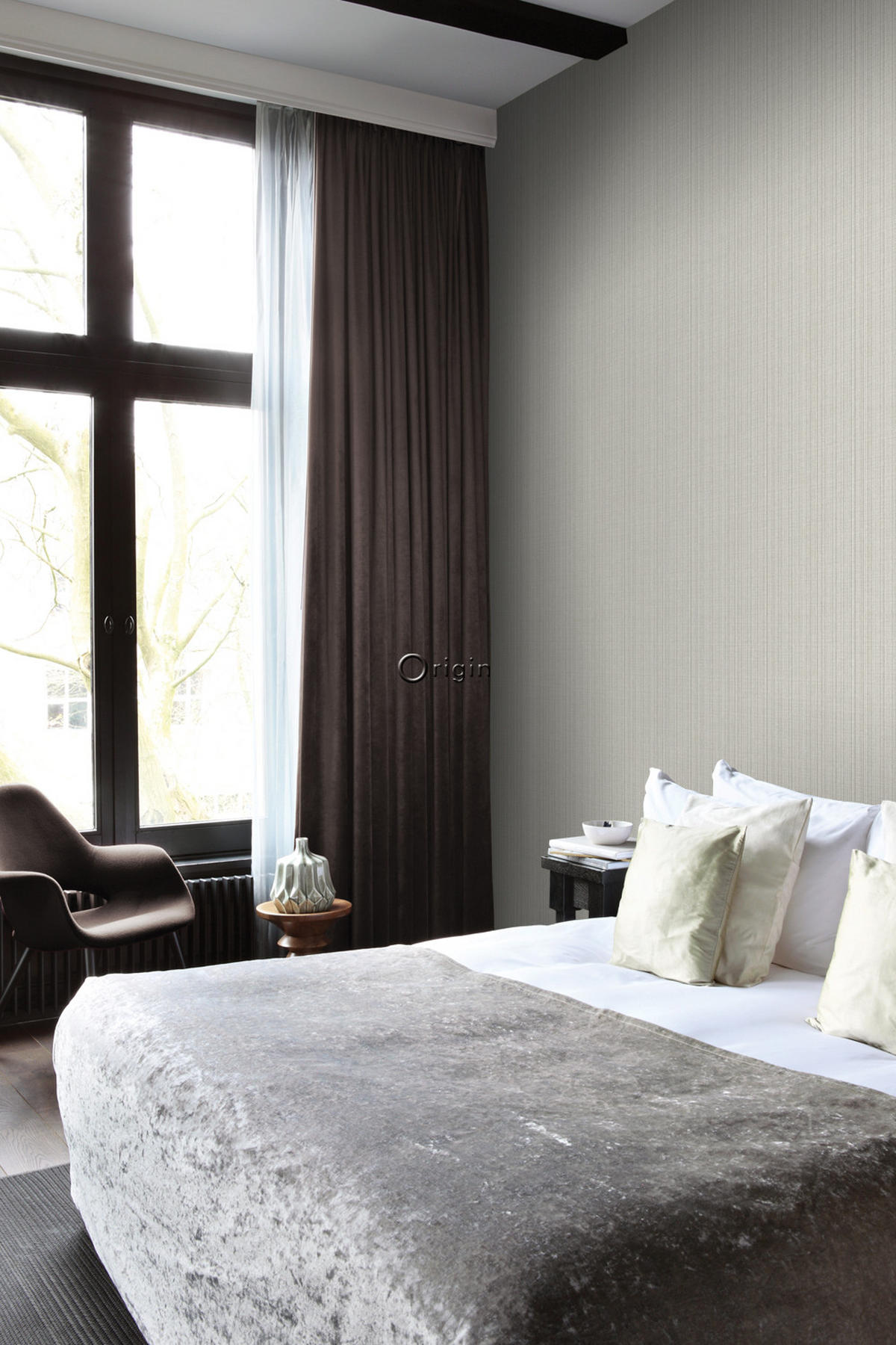 TAPETE Gewebeoptik 53 cm x 10.05 m - Grau, Papier (53/1000cm) - Origin Wallcoverings