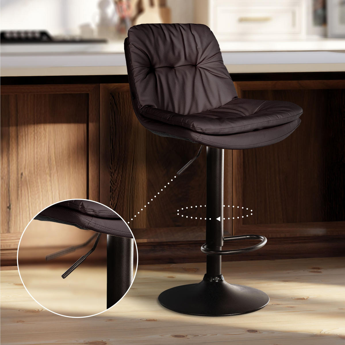 BARHOCKER Lederlook braun - Schwarz/Braun, Textil (46/92/54cm) - CLP